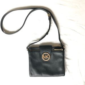MICHAEL KORS black small leather crossbody bag